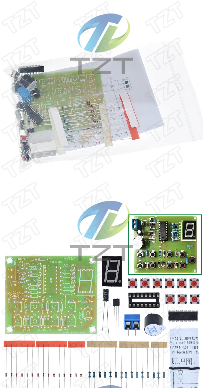 Eight Person Responder Diy Kit 8 Channel Answering Teaching Practice Welding CD4511 8Bit Answer Device Suite Electronic Training
