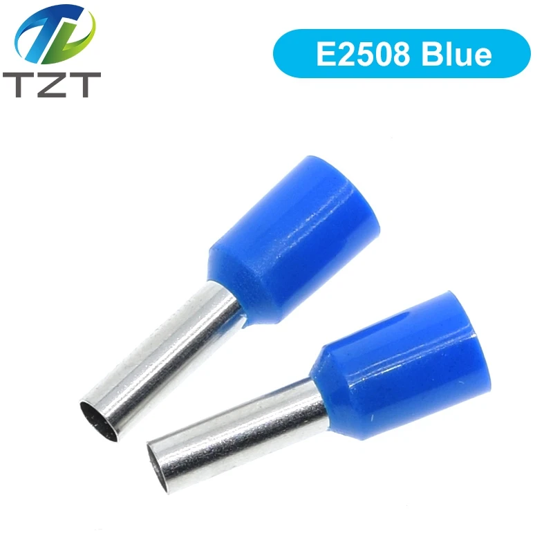 100pcs TZT TENG E0508 E2508 Tubular Wire Cold Pressure Connector Electrical Cable Crimps Wire Ferrules 22AWG Wire