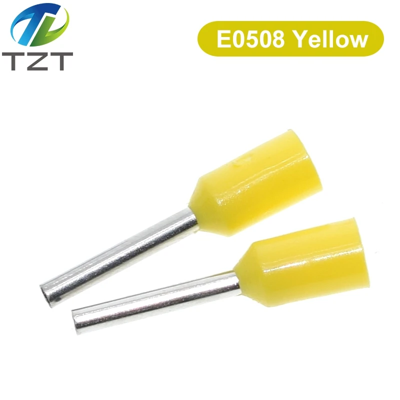 100pcs TZT TENG E0508 E2508 Tubular Wire Cold Pressure Connector Electrical Cable Crimps Wire Ferrules 22AWG Wire