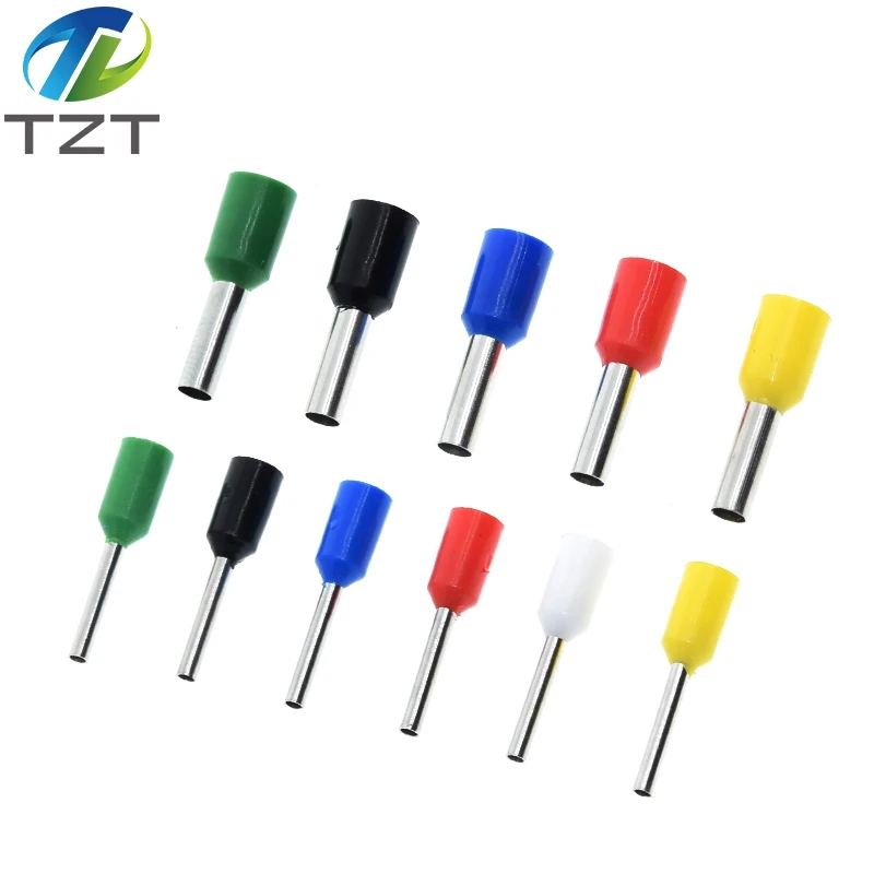 100pcs TZT TENG E0508 E2508 Tubular Wire Cold Pressure Connector Electrical Cable Crimps Wire Ferrules 22AWG Wire