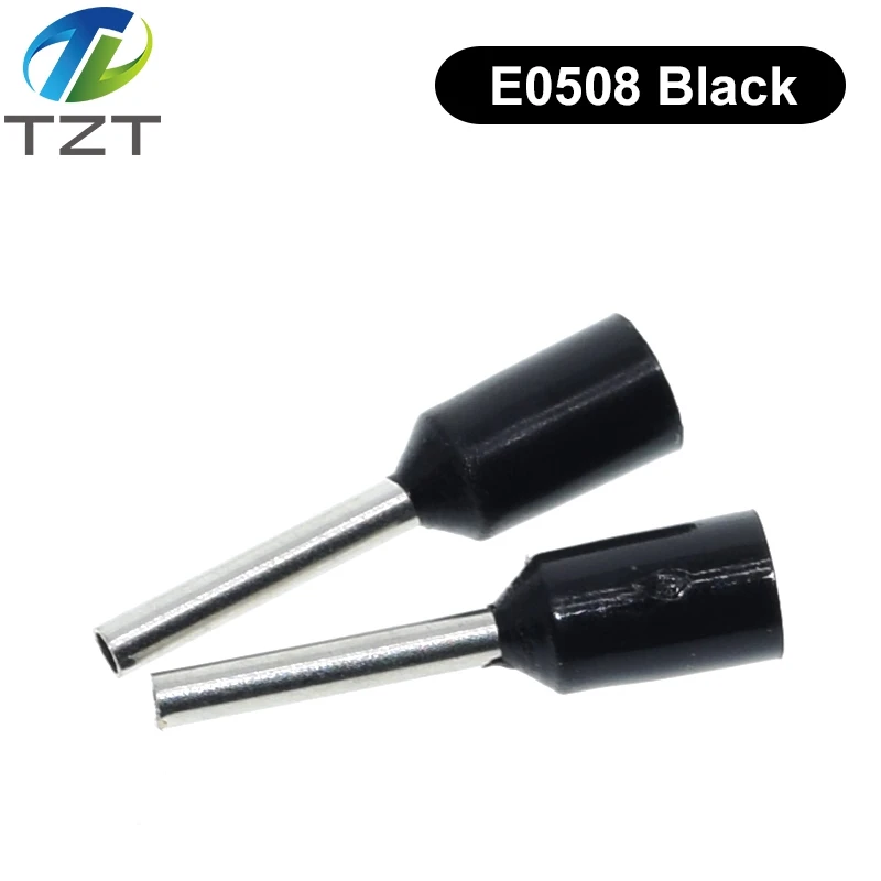 100pcs TZT TENG E0508 E2508 Tubular Wire Cold Pressure Connector Electrical Cable Crimps Wire Ferrules 22AWG Wire