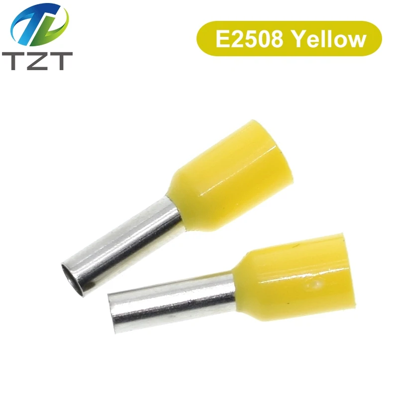 100pcs TZT TENG E0508 E2508 Tubular Wire Cold Pressure Connector Electrical Cable Crimps Wire Ferrules 22AWG Wire