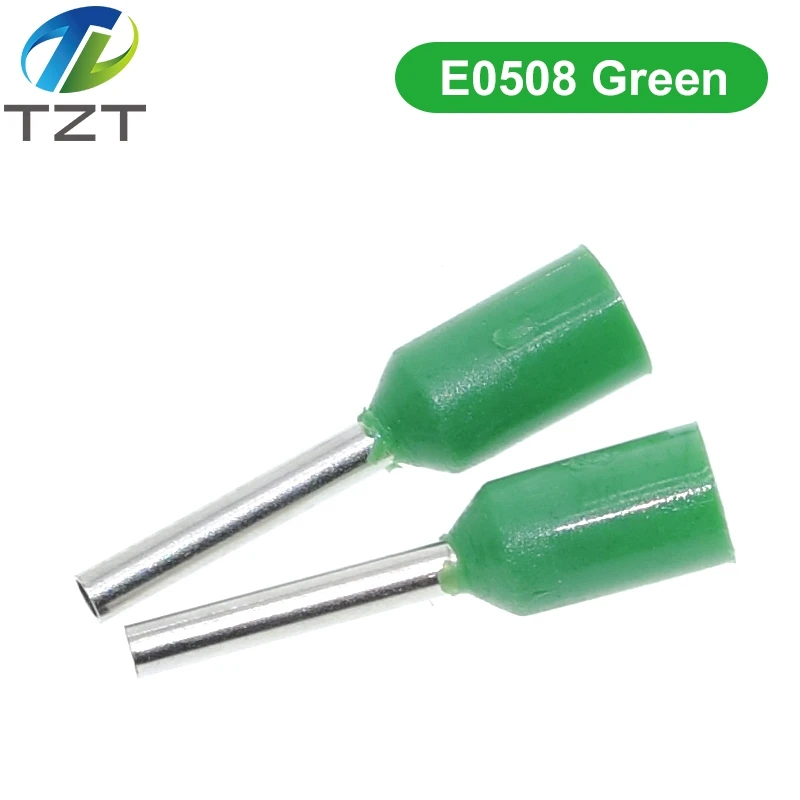 100pcs TZT TENG E0508 E2508 Tubular Wire Cold Pressure Connector Electrical Cable Crimps Wire Ferrules 22AWG Wire