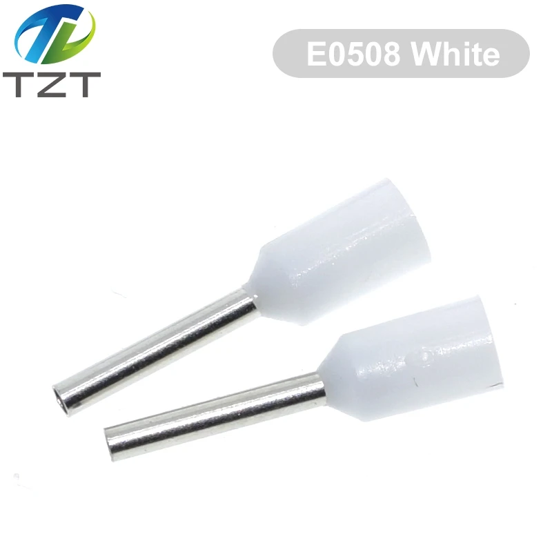 100pcs TZT TENG E0508 E2508 Tubular Wire Cold Pressure Connector Electrical Cable Crimps Wire Ferrules 22AWG Wire