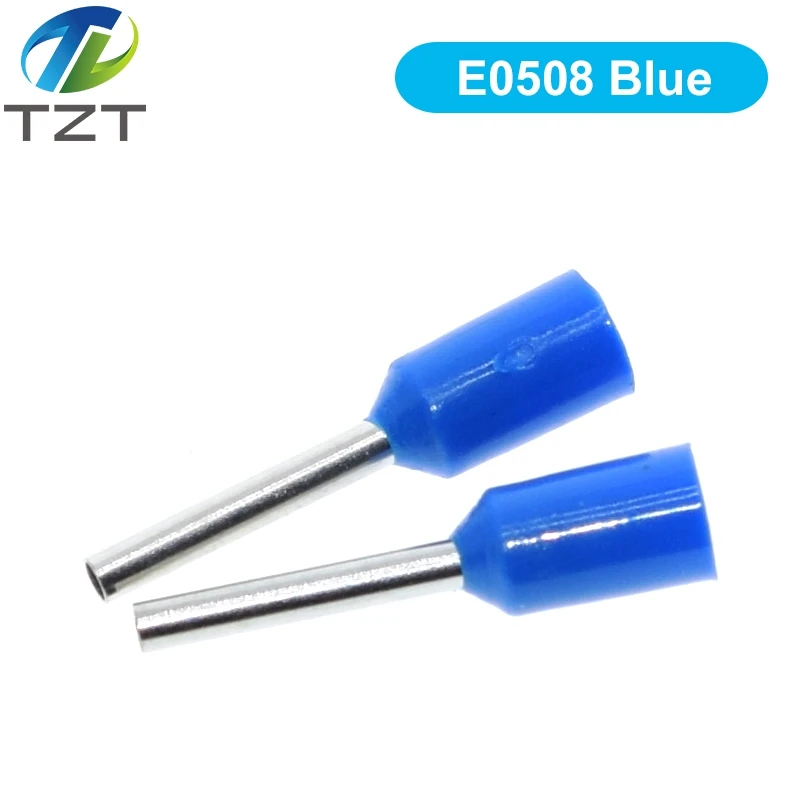 100pcs TZT TENG E0508 E2508 Tubular Wire Cold Pressure Connector Electrical Cable Crimps Wire Ferrules 22AWG Wire