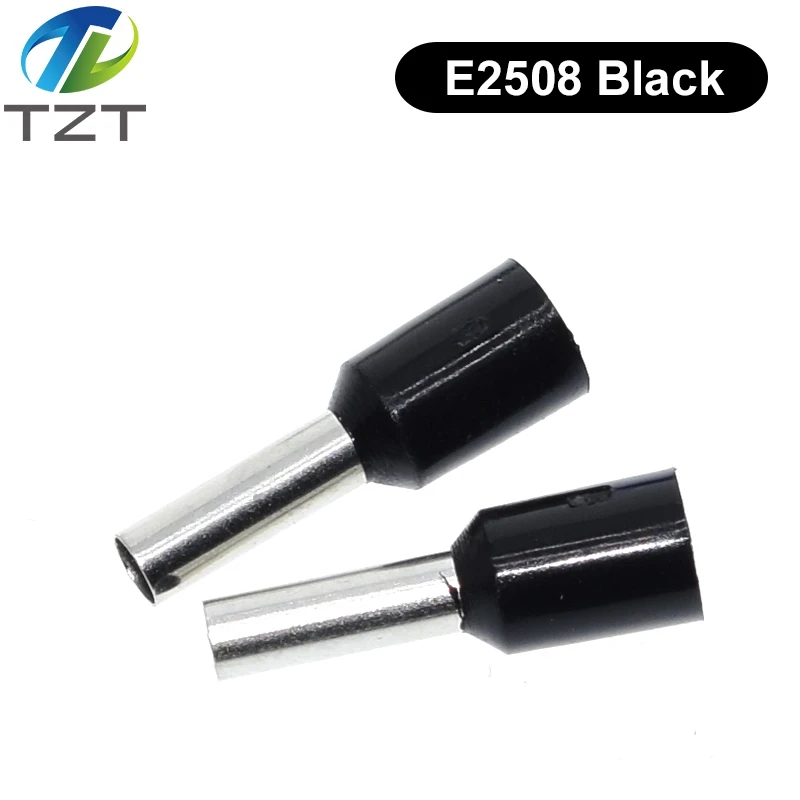 100pcs TZT TENG E0508 E2508 Tubular Wire Cold Pressure Connector Electrical Cable Crimps Wire Ferrules 22AWG Wire