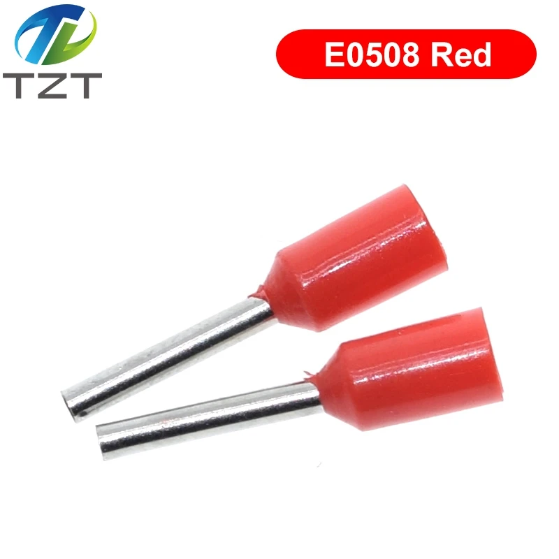 100pcs TZT TENG E0508 E2508 Tubular Wire Cold Pressure Connector Electrical Cable Crimps Wire Ferrules 22AWG Wire