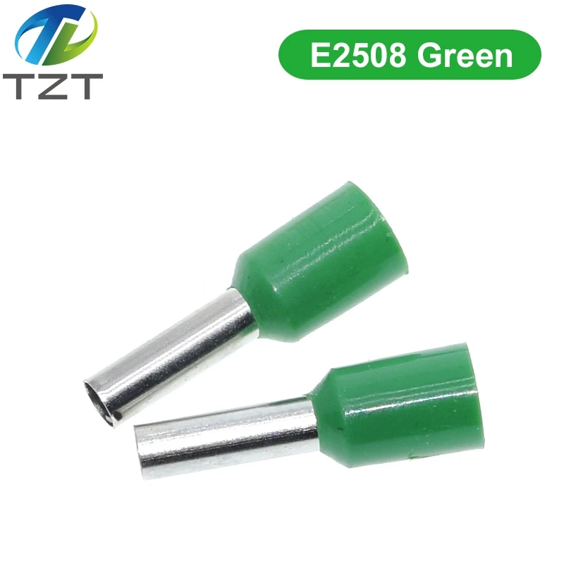 100pcs TZT TENG E0508 E2508 Tubular Wire Cold Pressure Connector Electrical Cable Crimps Wire Ferrules 22AWG Wire