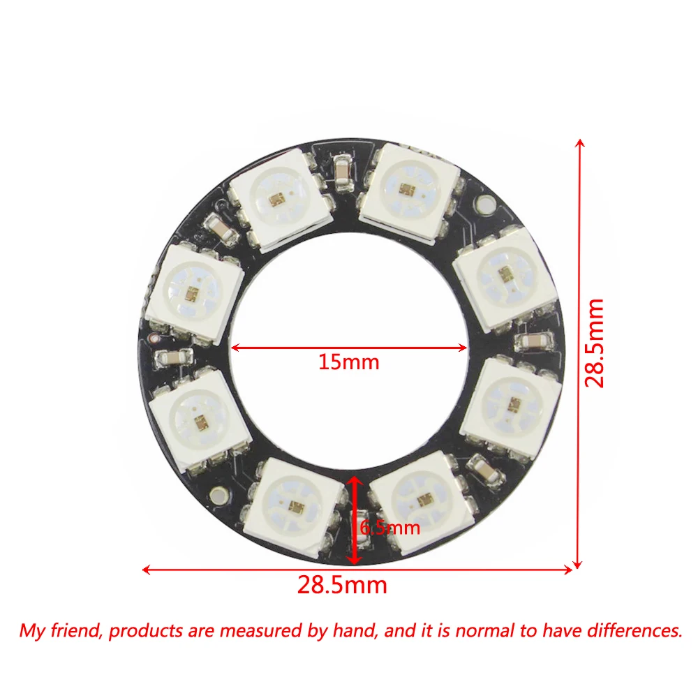 1/5/10PCS RGB LED Ring 8 Bits LEDs WS2812 5050 RGB LED Ring Lamp Light with Integrated Drivers for Arduino DIY Kit