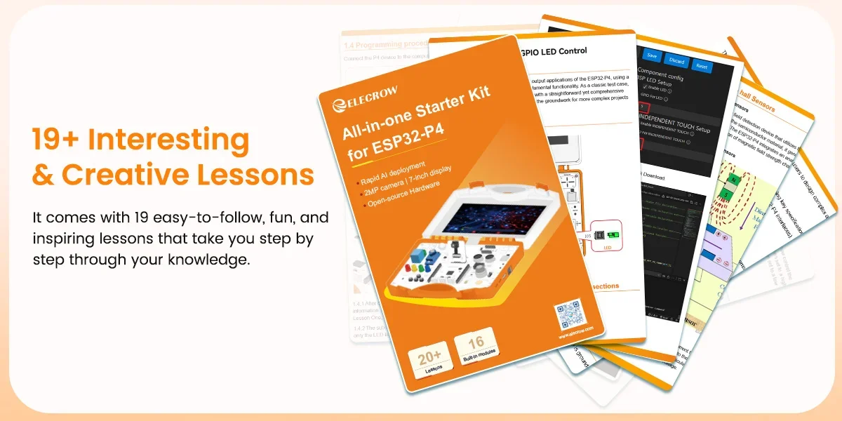 ESP32-P4 Starter Kit All-in-one Design For ESP32 DIY Electronic 16 Modules and AI Lessons Supports C/C++ Programming