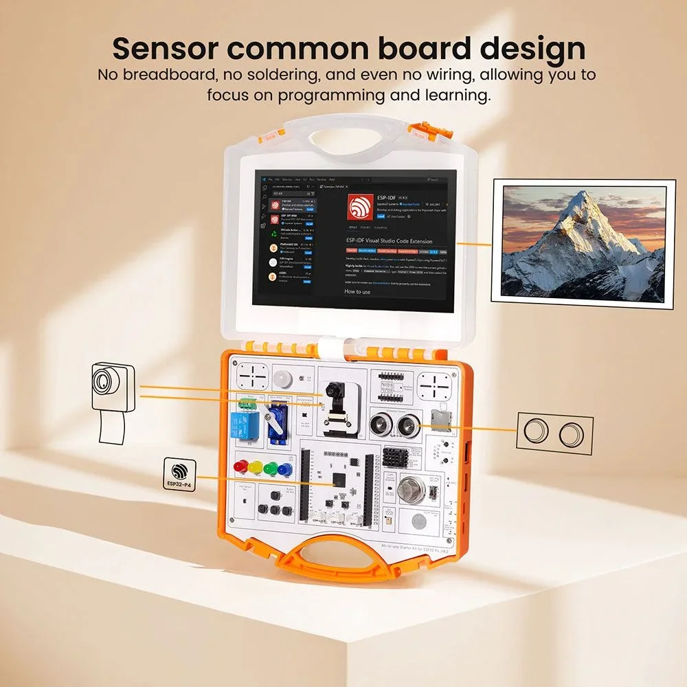 ESP32-P4 Starter Kit All-in-one Design For ESP32 DIY Electronic 16 Modules and AI Lessons Supports C/C++ Programming