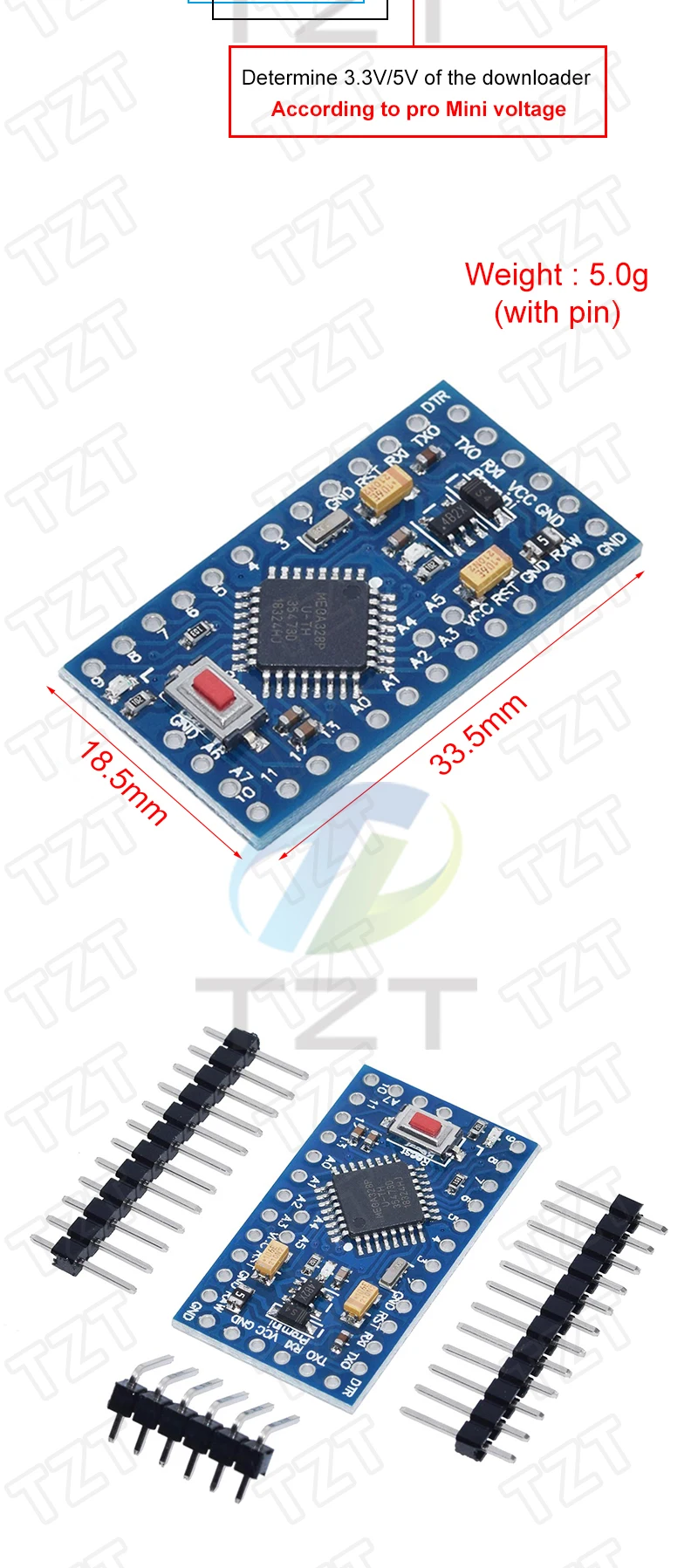 1/3PCS Pro mini Atmega328P Pro Mini 328 Mini ATMEGA328 3.3V 8MHz 5V 16Mhz for Arduino Compatible Nano CP2102 FT232RL
