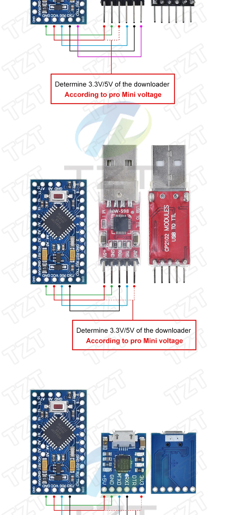 1/3PCS Pro mini Atmega328P Pro Mini 328 Mini ATMEGA328 3.3V 8MHz 5V 16Mhz for Arduino Compatible Nano CP2102 FT232RL