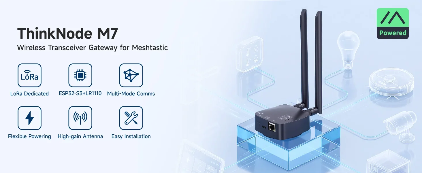 ThinkNode M7 Meshtastic Wireless Communication Gateway with PoE Power Support Antenna Included Powered by ESP32-S3 LR1110
