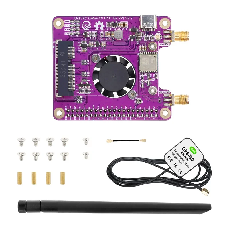 Elecrow LR1302 LoRaWAN Hat for RPI 868M/915MHz Antenna SX1302 GPS+BD Long Range Module Support RaspberryPi 1 2 3 4 5 Series