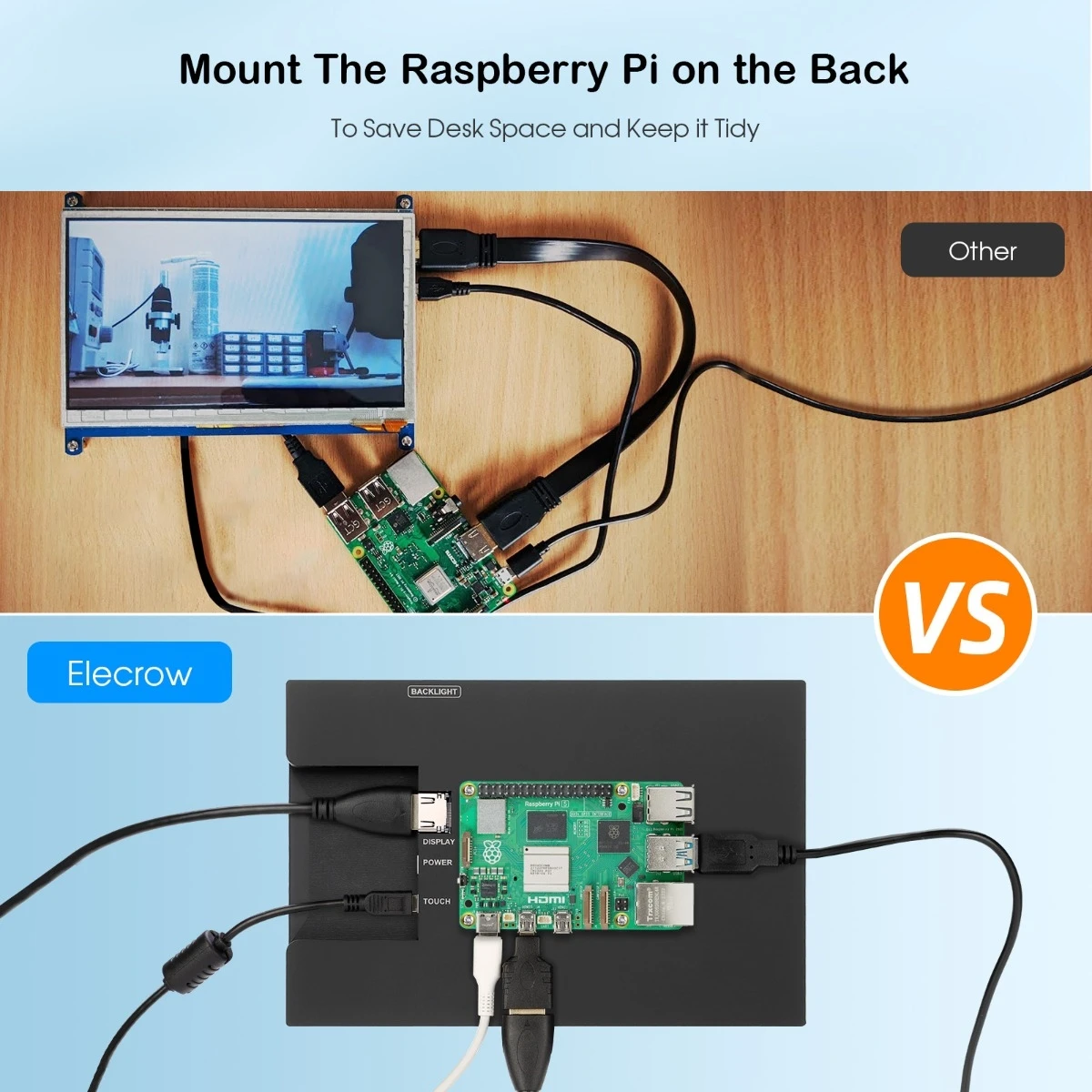 Elecrow 8 Inch HD Touch Monitor 1280*800 Portable IPS Display with Stand Backlight for RPi 5/400/4/3 Win 11/10/8/7 Jetson Nano