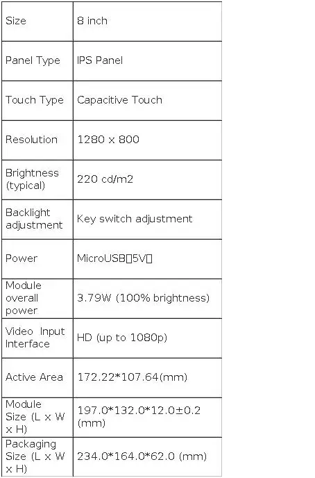 Elecrow 8 Inch HD Touch Monitor 1280*800 Portable IPS Display with Stand Backlight for RPi 5/400/4/3 Win 11/10/8/7 Jetson Nano