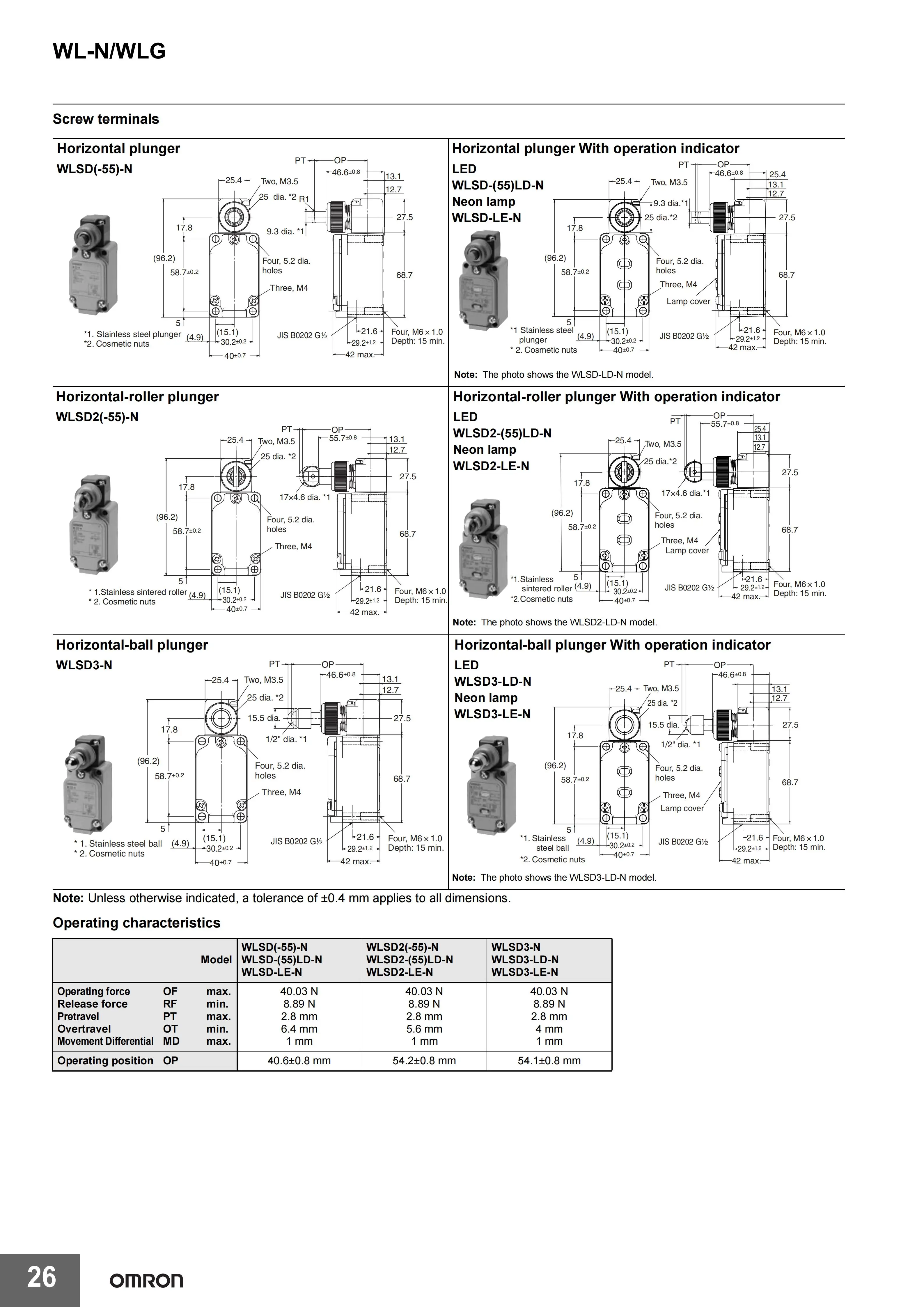 Omron Limit Switch WLCA2 WLCA2-2-N WLCA2-N WLCA2-2N