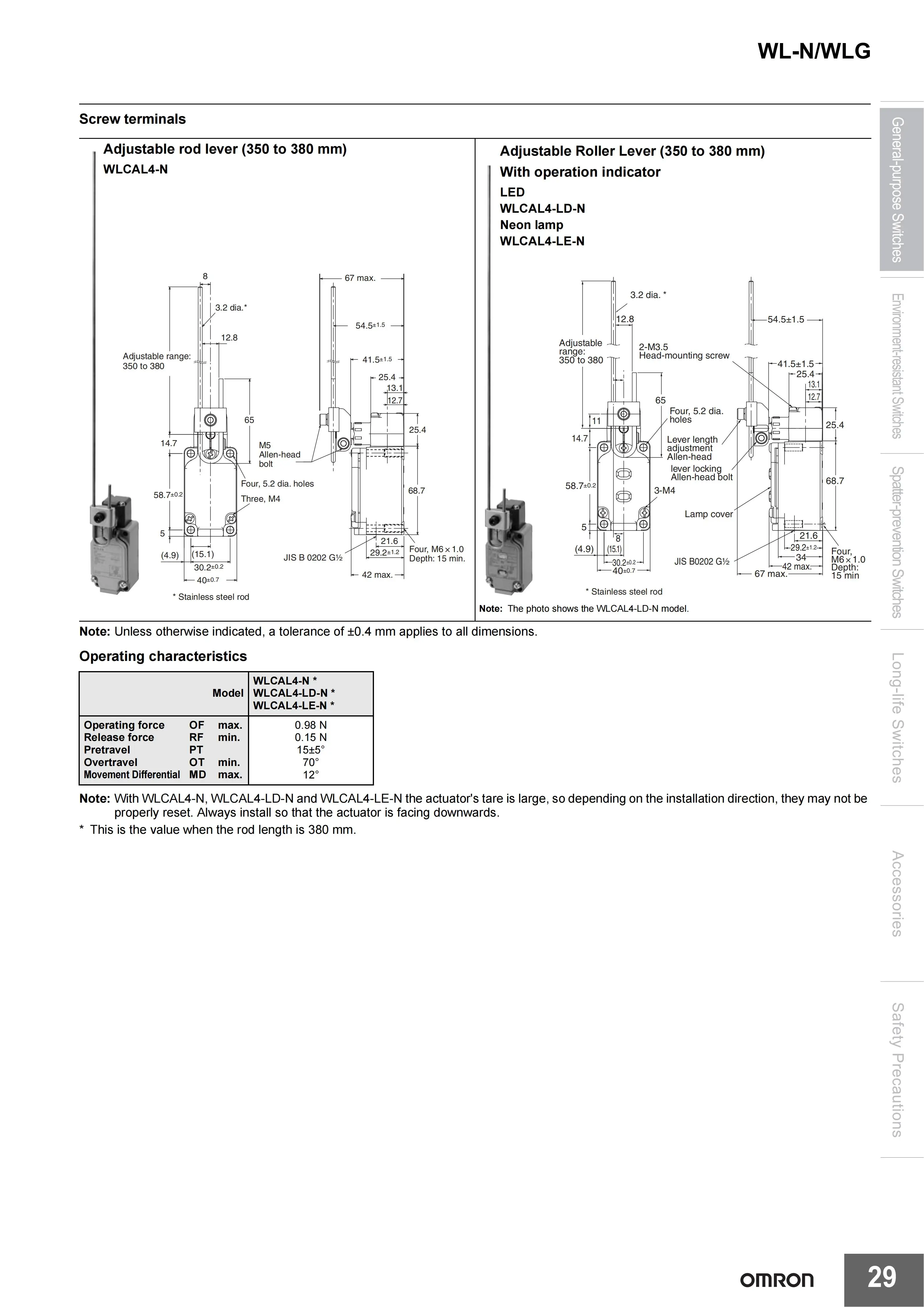 Omron Limit Switch WLCA2 WLCA2-2-N WLCA2-N WLCA2-2N