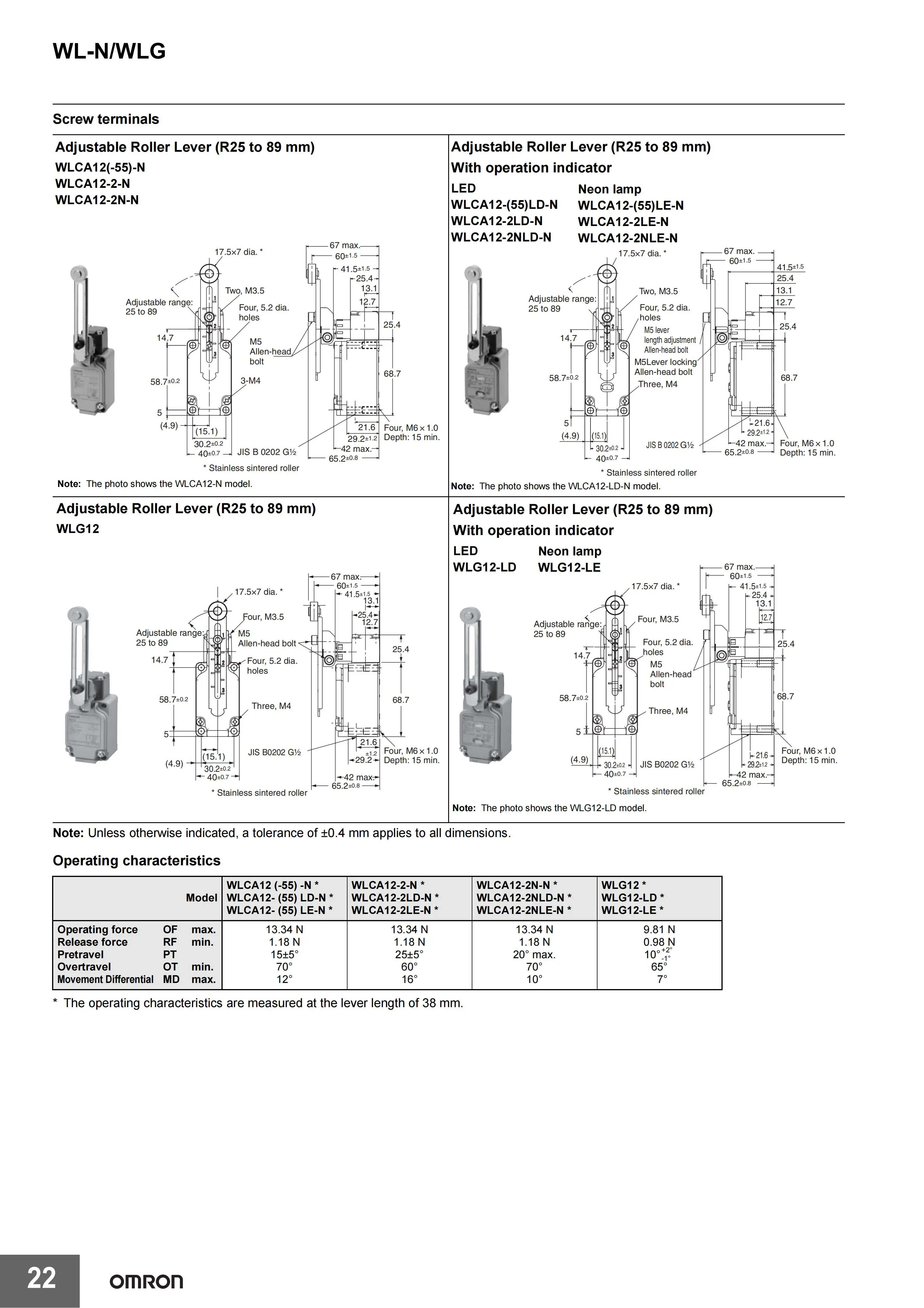 Omron Limit Switch WLCA2 WLCA2-2-N WLCA2-N WLCA2-2N