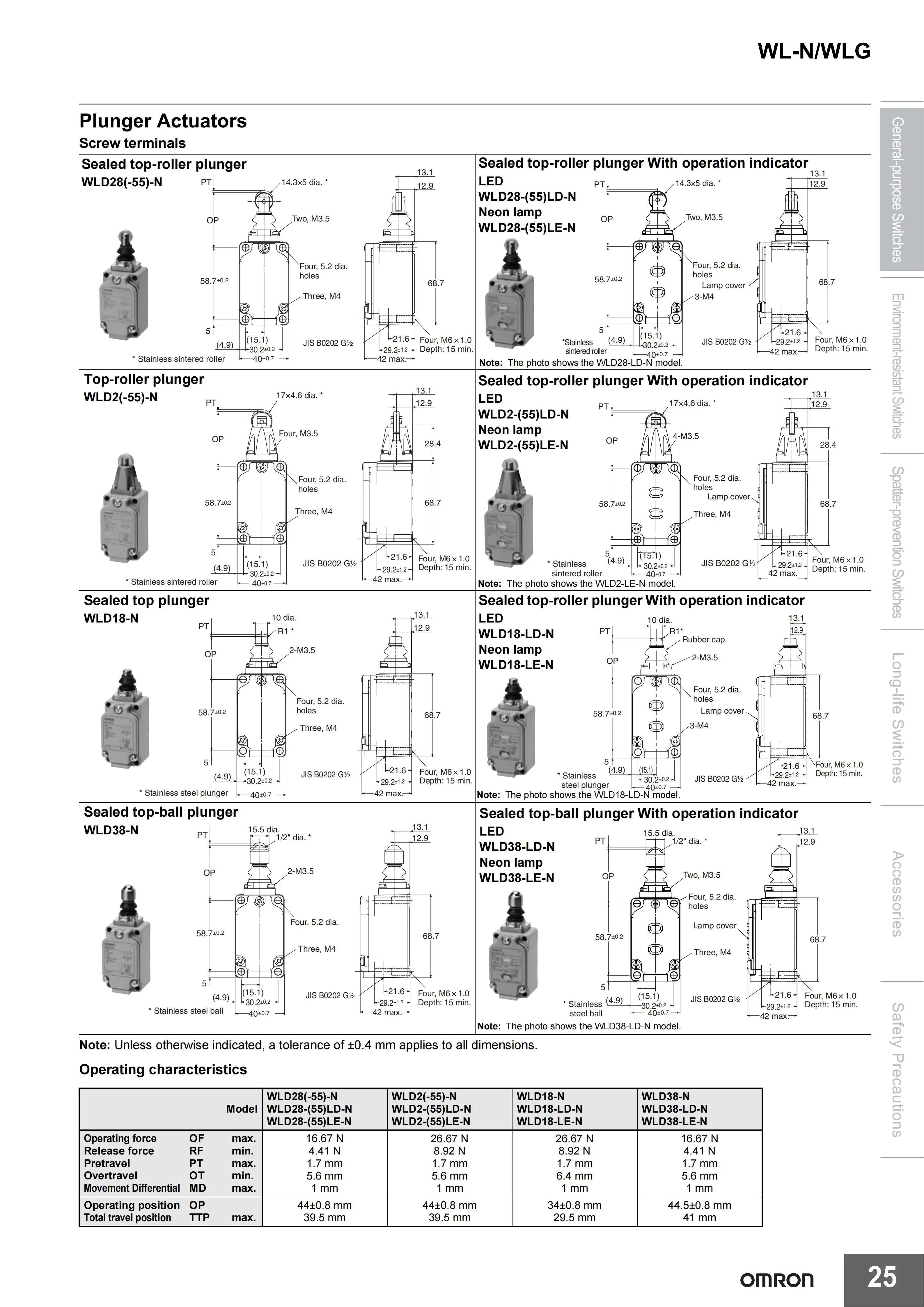 Omron Limit Switch WLCA2 WLCA2-2-N WLCA2-N WLCA2-2N