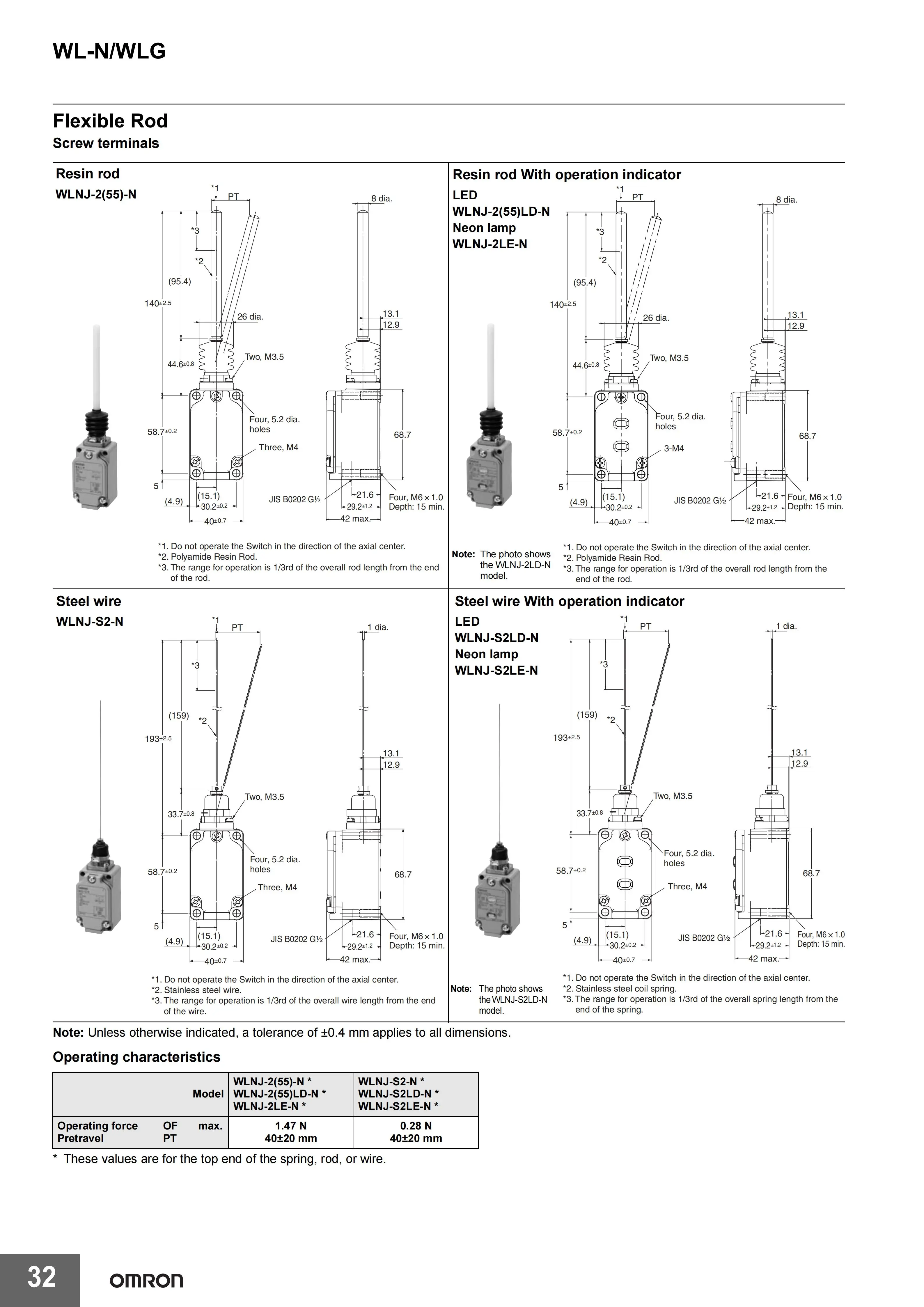Omron Limit Switch WLCA2 WLCA2-2-N WLCA2-N WLCA2-2N