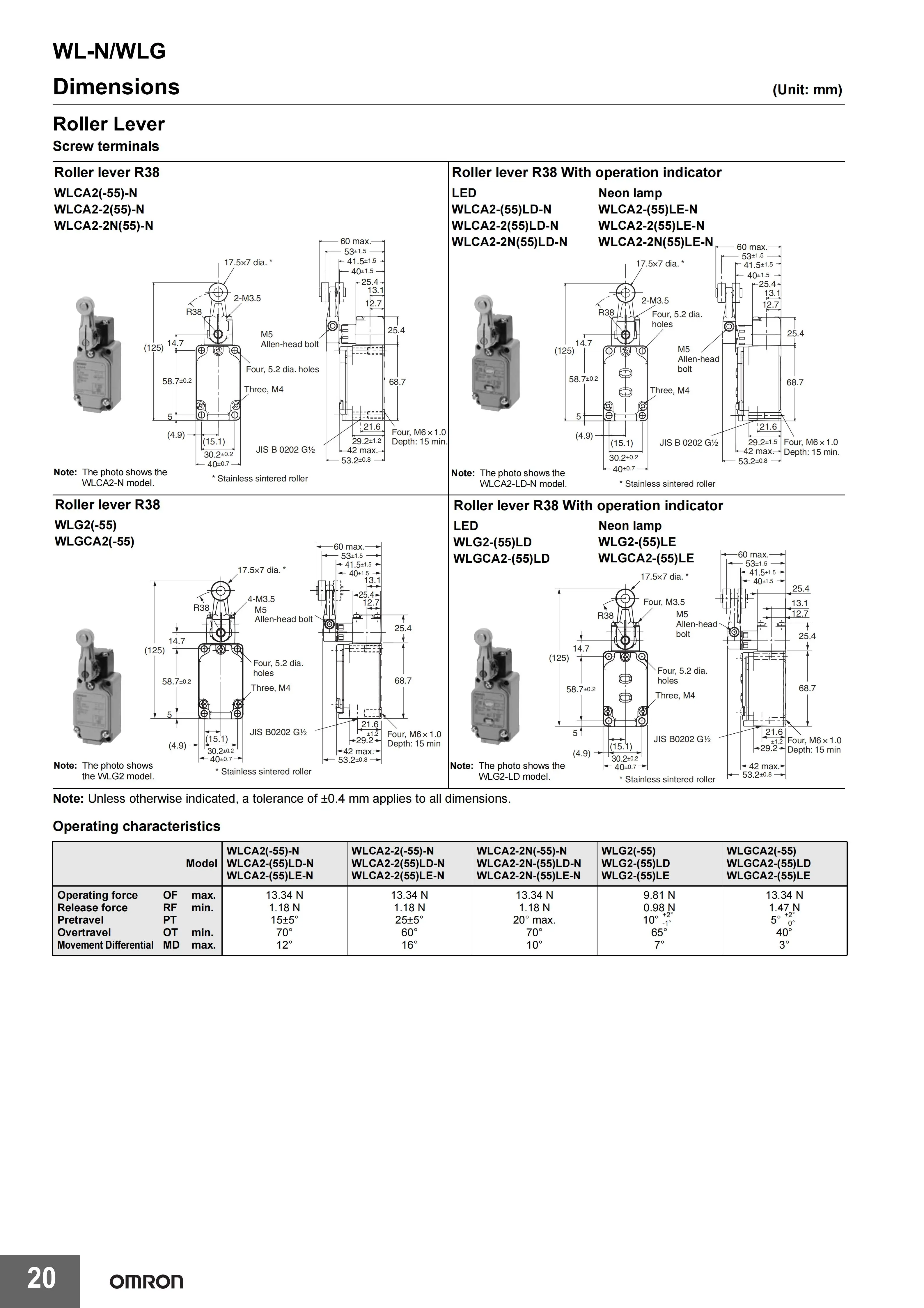Omron Limit Switch WLCA2 WLCA2-2-N WLCA2-N WLCA2-2N