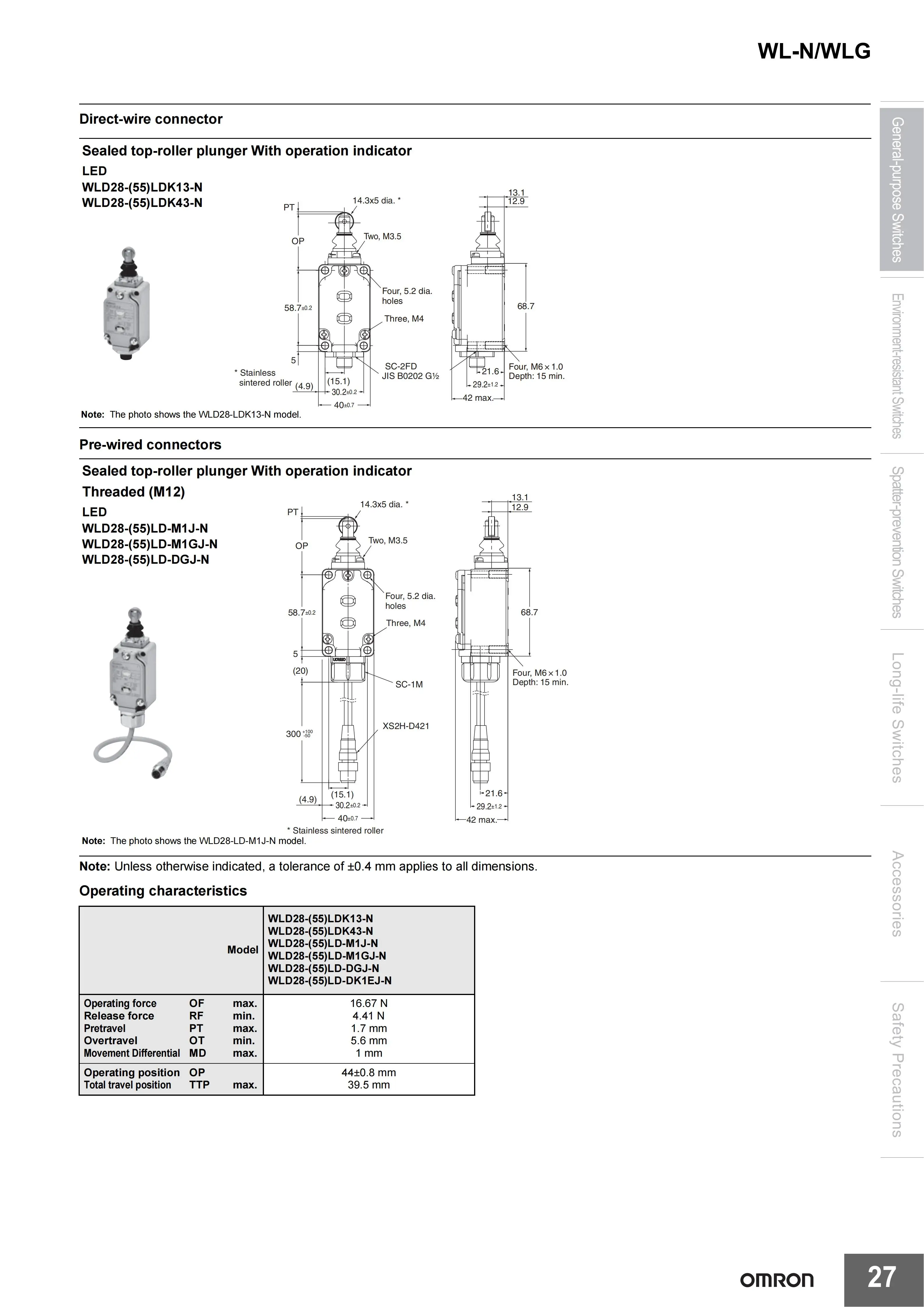 Omron Limit Switch WLCA2 WLCA2-2-N WLCA2-N WLCA2-2N