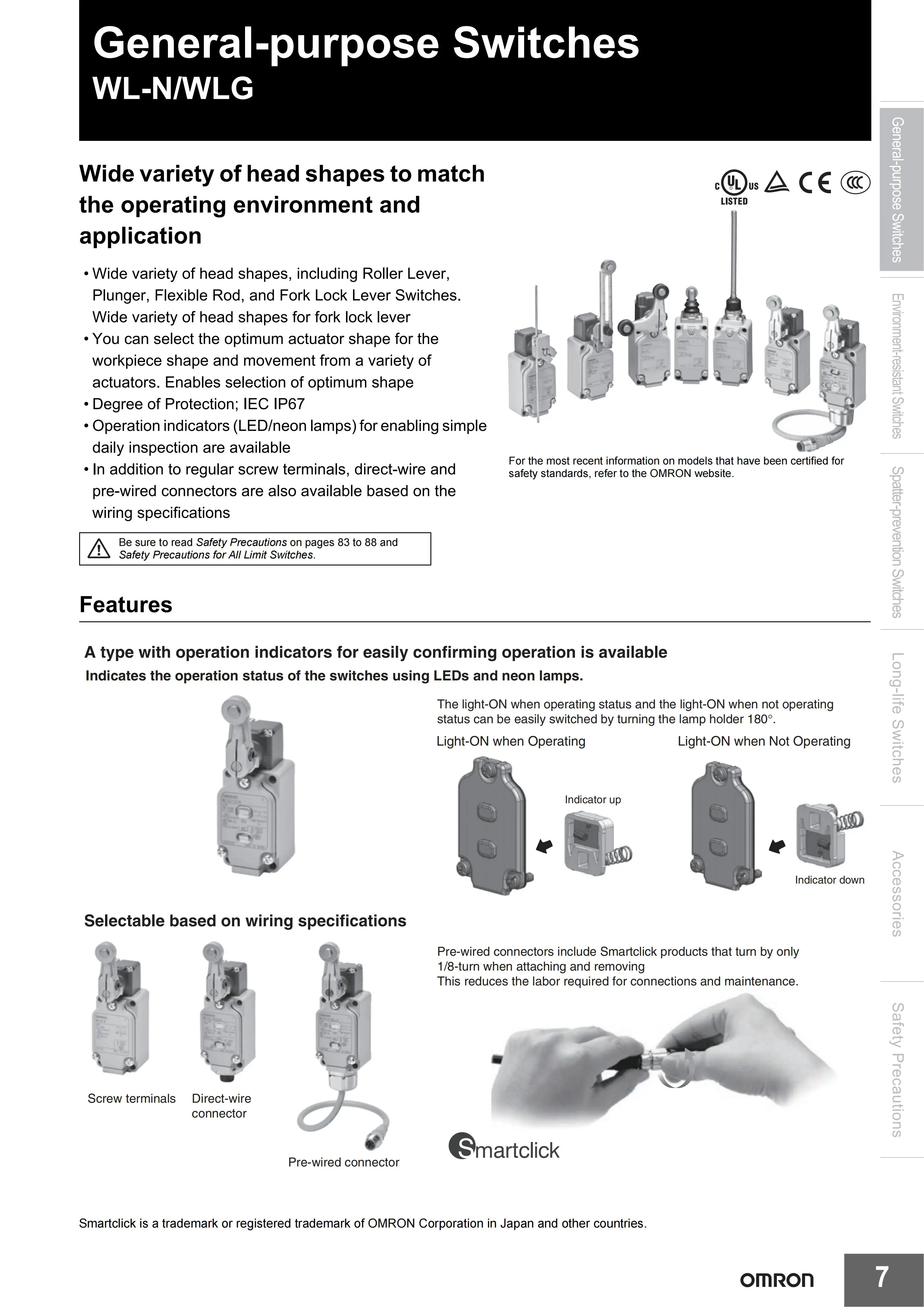 Omron Limit Switch WLCA2 WLCA2-2-N WLCA2-N WLCA2-2N