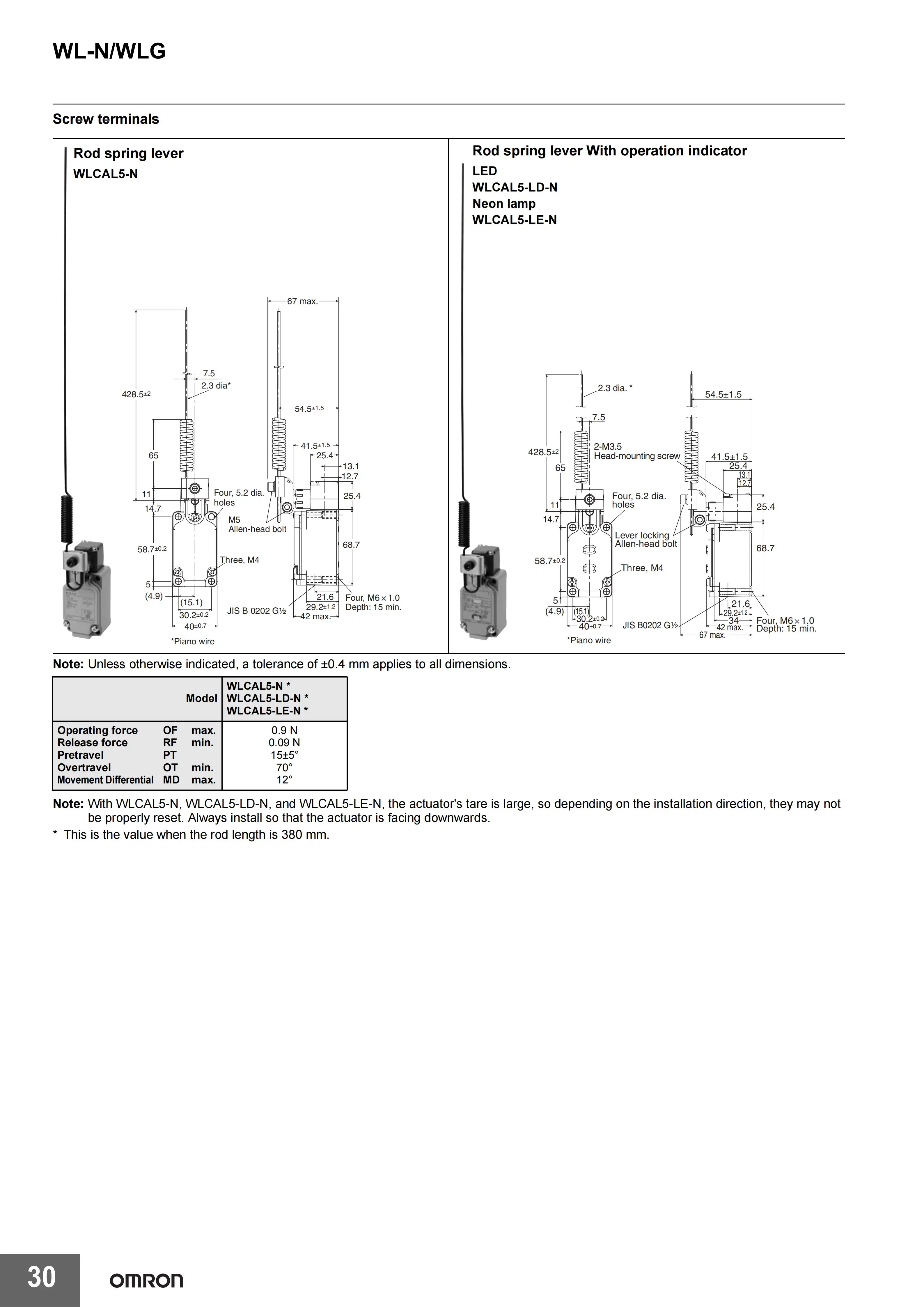 Omron Limit Switch WLCA2 WLCA2-2-N WLCA2-N WLCA2-2N