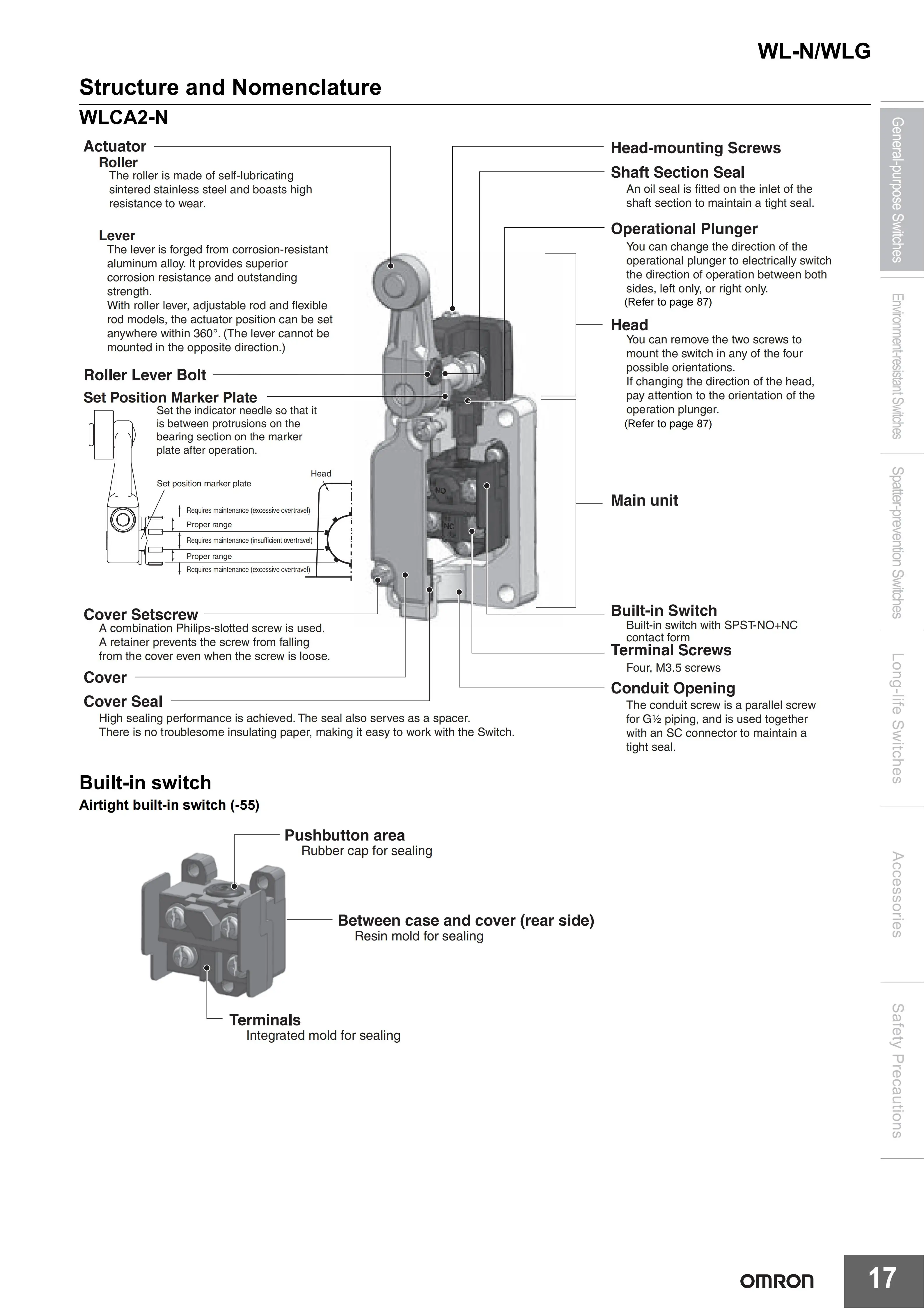 Omron Limit Switch WLCA2 WLCA2-2-N WLCA2-N WLCA2-2N