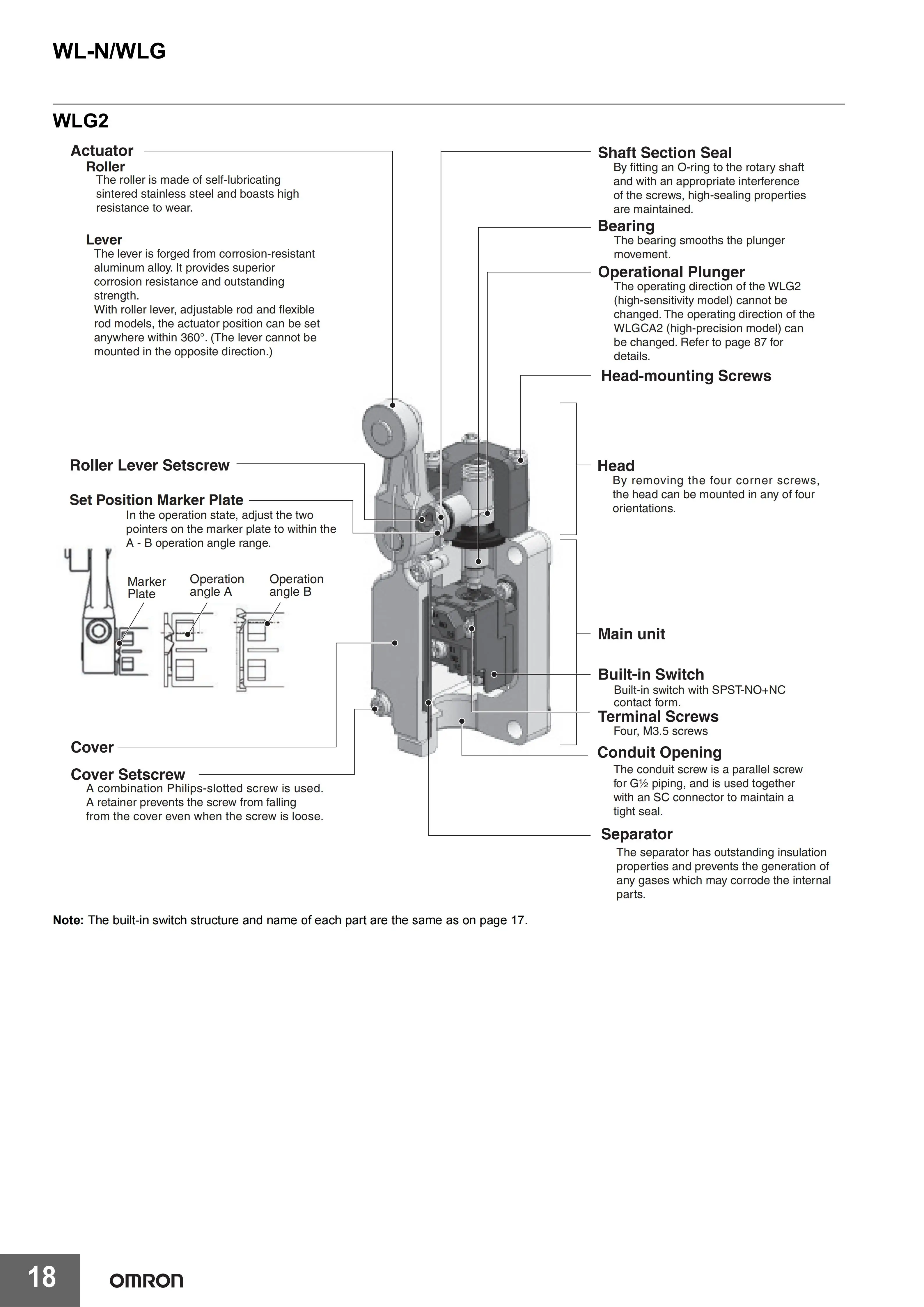 Omron Limit Switch WLCA2 WLCA2-2-N WLCA2-N WLCA2-2N