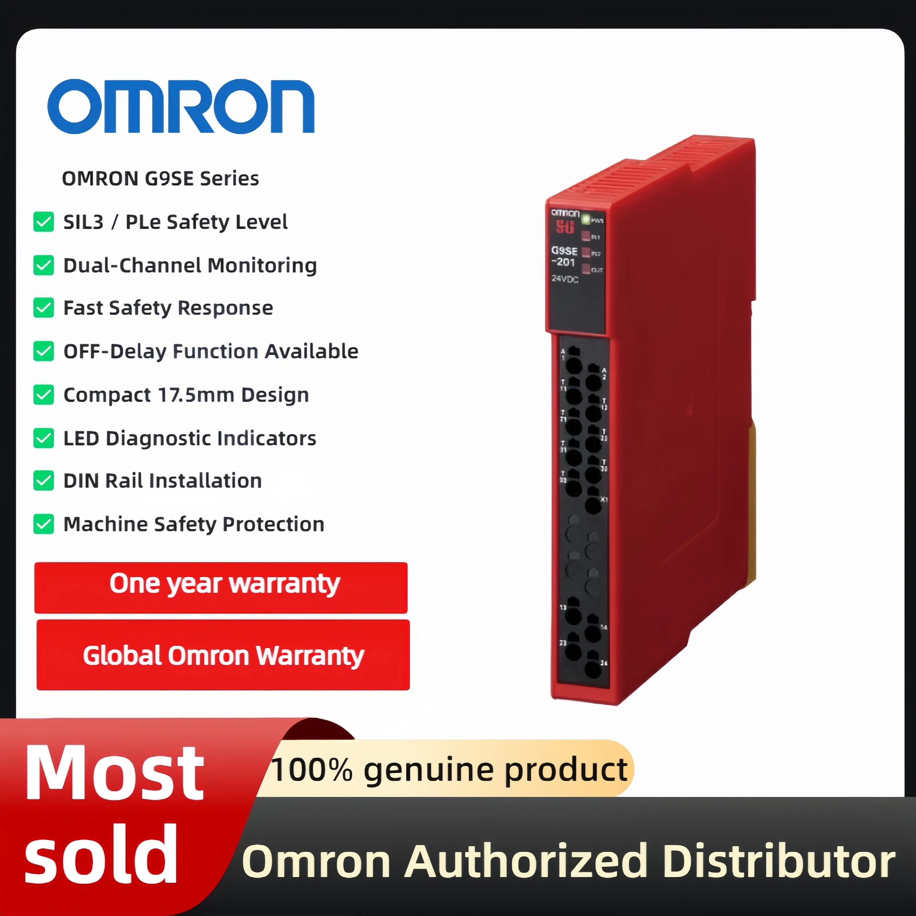 Original OMRON G9SE Series Safety Relay Unit G9SE-201 G9SE-221-T05 G9SE-221-T30 G9SE-401 DC24V Industrial Safety Control Module