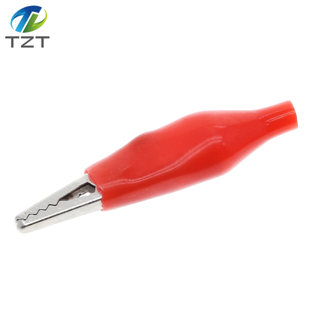 10pcs/lot 28MM Metal Alligator Clip G98 Crocodile Electrical Clamp for Testing Probe Meter Black and Red with Plastic Boot Rated