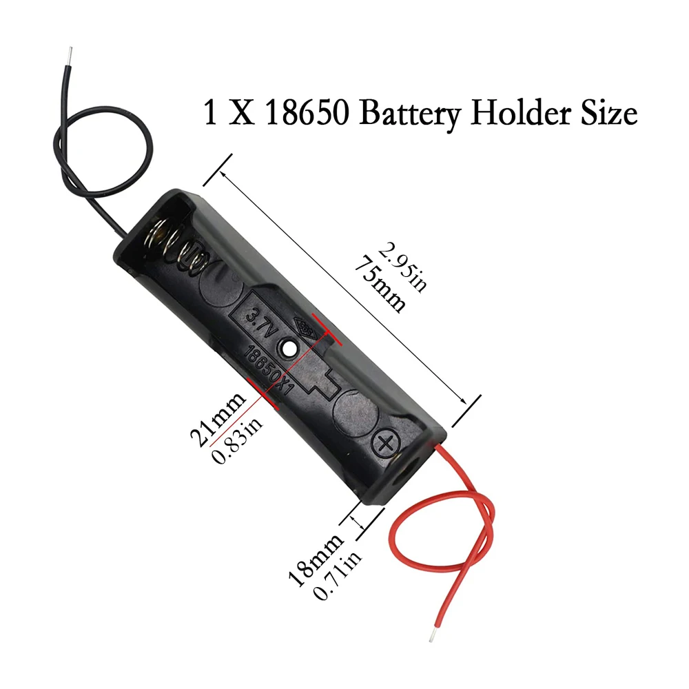 10pcs 18650 Battery Holder Single 1x 3.7V 18650 Battery Holder 18650 Battery Holder with Wires