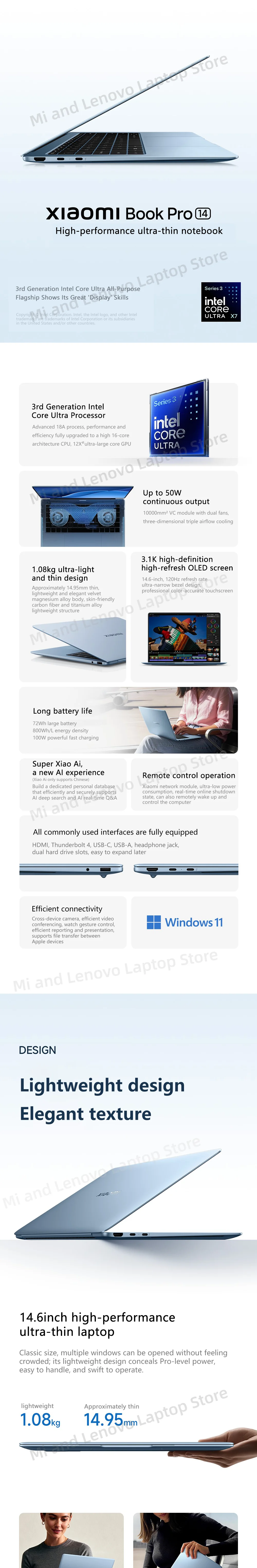 Xiaomi Book Pro 14 2026 Ultra5-338H/UltraX7-358H 32GB+1TB 14.6inch 3.1K 120Hz OLED Screen