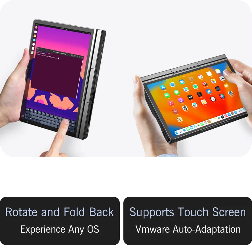 New GPD Pocket 4 2025 Mini Laptop PC 8 Inch AI 9 HX 370 8840U 16/32/64GB RAM 1/2TB NVME SSD Modular Full-featured Handheld WIFI