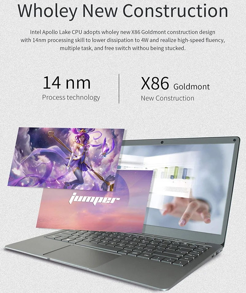 Notebook Ultrabook 14.1 INCH 6GB RAM 128GB ROM Laptop PC Windows 10 Intel Celeron Quad Core N3450 CPU