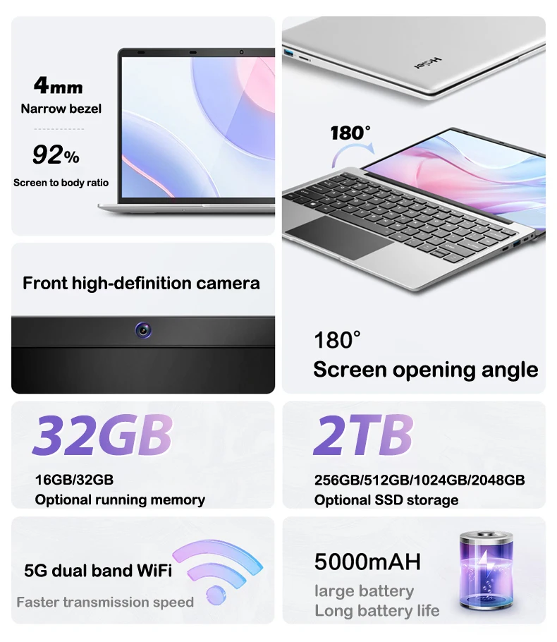 New 14.1' Laptop Intel Core I9-9900 32GB 2TB Gaming PC Ultra Slim Office Study Computer PC Windows 11 Pro 1920*1080 HD