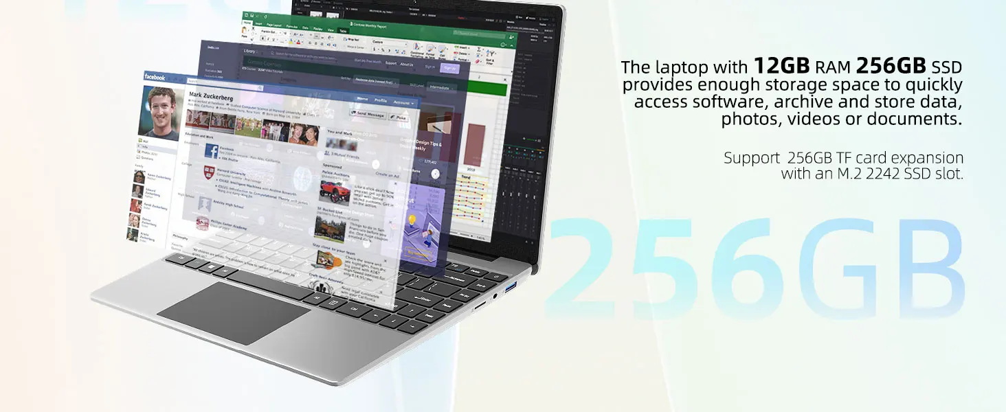 14 Inch Laptop PC 6GB LPDDR4 RAM 128GB SSD ROM 1080p FHD IPS Screen Windows 10 Computer with Celeron 4-Core Processor WIFI