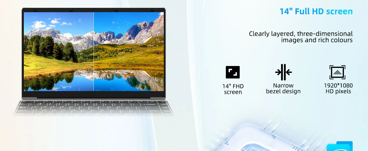 14 Inch Laptop PC 6GB LPDDR4 RAM 128GB SSD ROM 1080p FHD IPS Screen Windows 10 Computer with Celeron 4-Core Processor WIFI