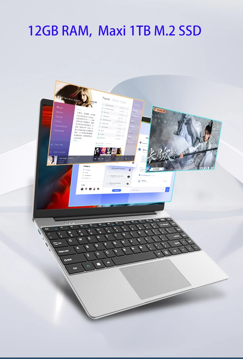 New 14 inch Slim Cheap Notebook Laptop 12GB RAM 1TB/512GB/256GB SSD Windows 10 Quad Core School Netbook Laptops