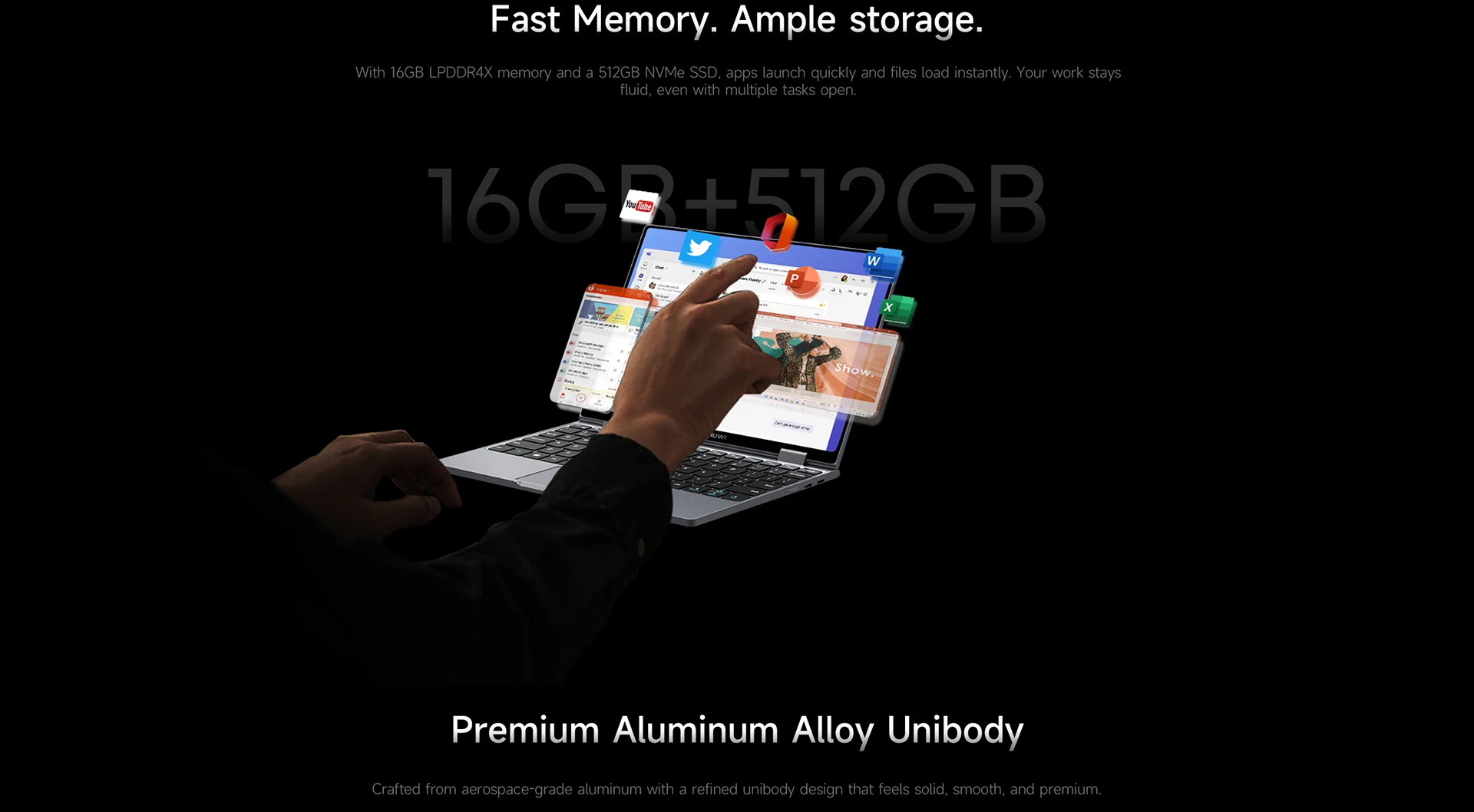 CHUWI MiniBook X Laptop Tablet 2 In 1 Intel U300/N150 10.51" FHD IPS Screen 16GB / 12GB RAM 512G SSD Windows 11 Notebook PC