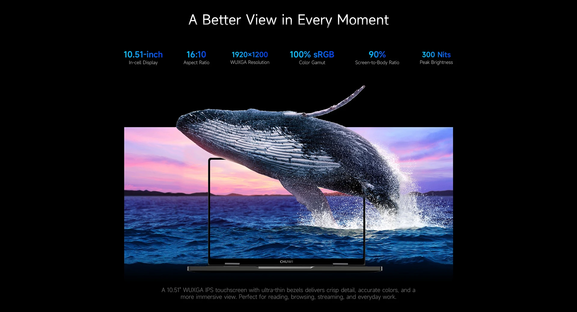 CHUWI MiniBook X Laptop Tablet 2 In 1 Intel U300/N150 10.51" FHD IPS Screen 16GB / 12GB RAM 512G SSD Windows 11 Notebook PC