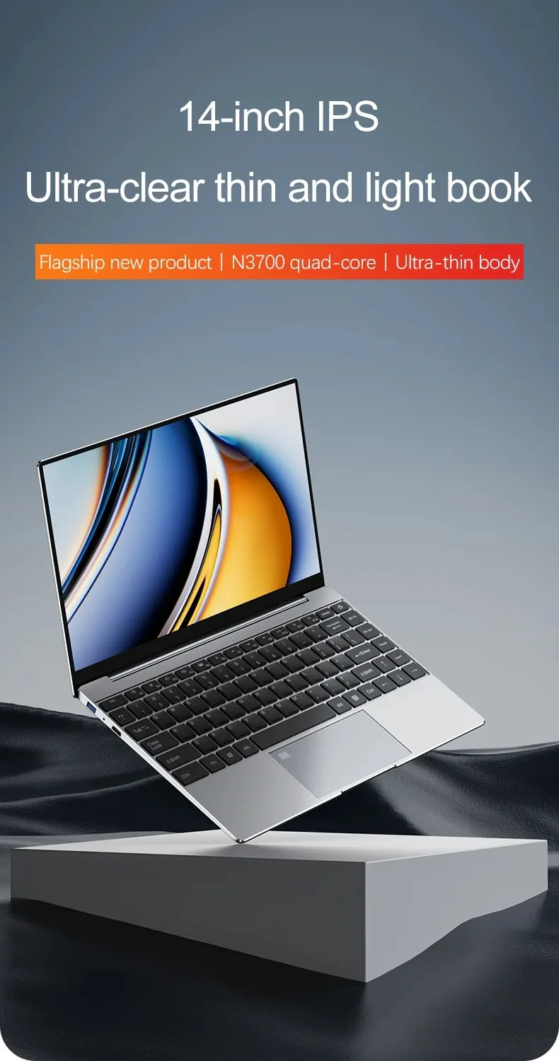 Ultra Slim Laptop 14.1" 16GB RAM 2TB SSD Intel N3700 Notebook Windows 11 Pro 1920*1080 Display Office Study Computer PC
