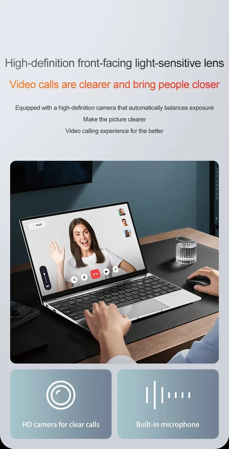 Ultra Slim Laptop 14.1" 16GB RAM 2TB SSD Intel N3700 Notebook Windows 11 Pro 1920*1080 Display Office Study Computer PC