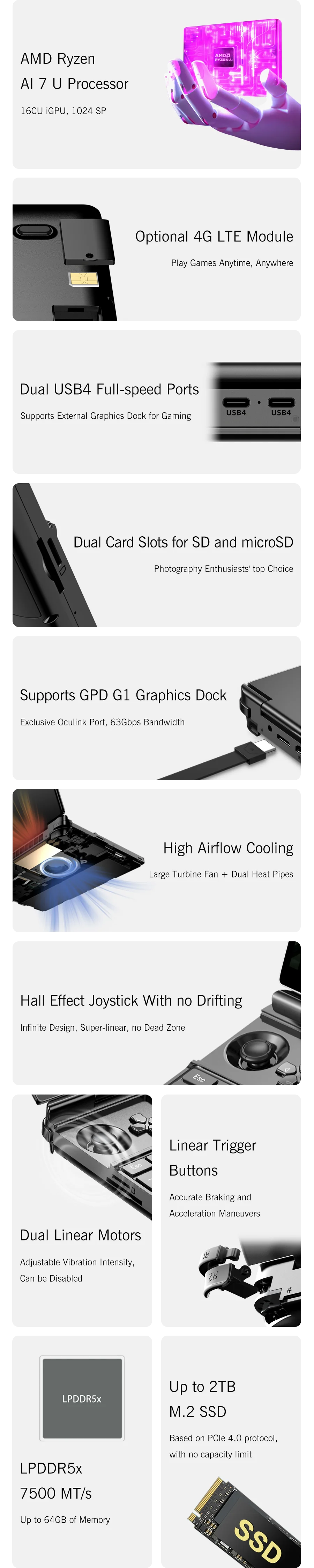 GPD WIN Max 2 2026 10.1 Inch AMD AI 9 HX 370/8840U Windows11 Gaming PC Laptop Notebook Portable Game Computer 64GB RAM 2TB Nvme