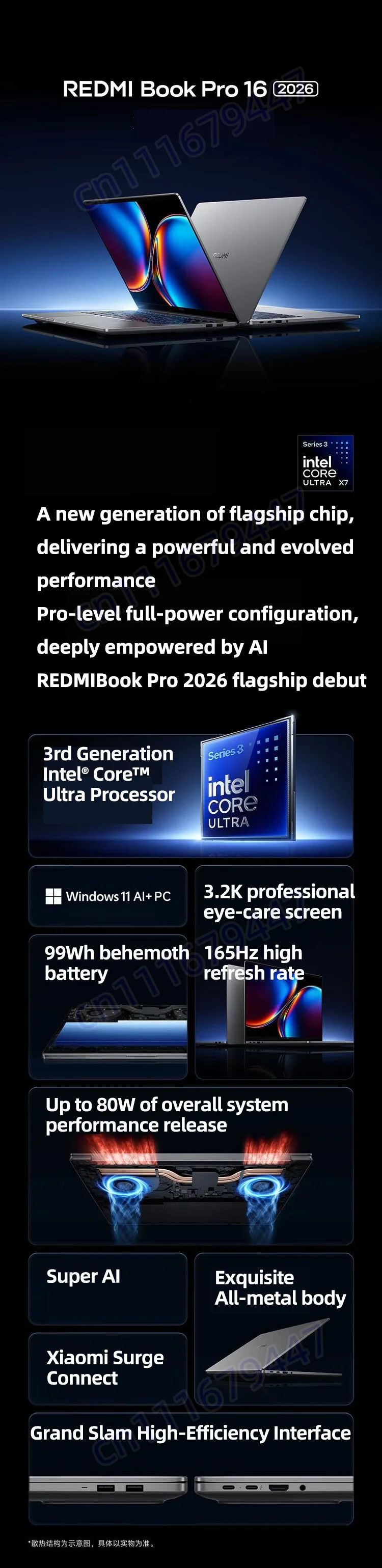 Xiaomi Laptop REDMI Book Pro 16 Ultra5-225H Ultra7-255H/32GB/1TB/3.1K/165Hz Grey