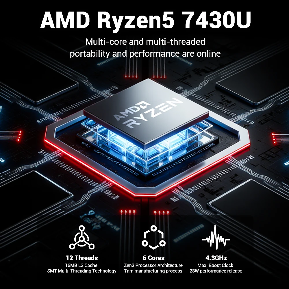 Firebat Laptop AS1 AMD Ryzen5 7430U 16GB DDR4 3200Mhz 512GB SSD 15.6 Inch IPS Windows 11 Notebook Type-C Wifi6 Full-Size Keyboard