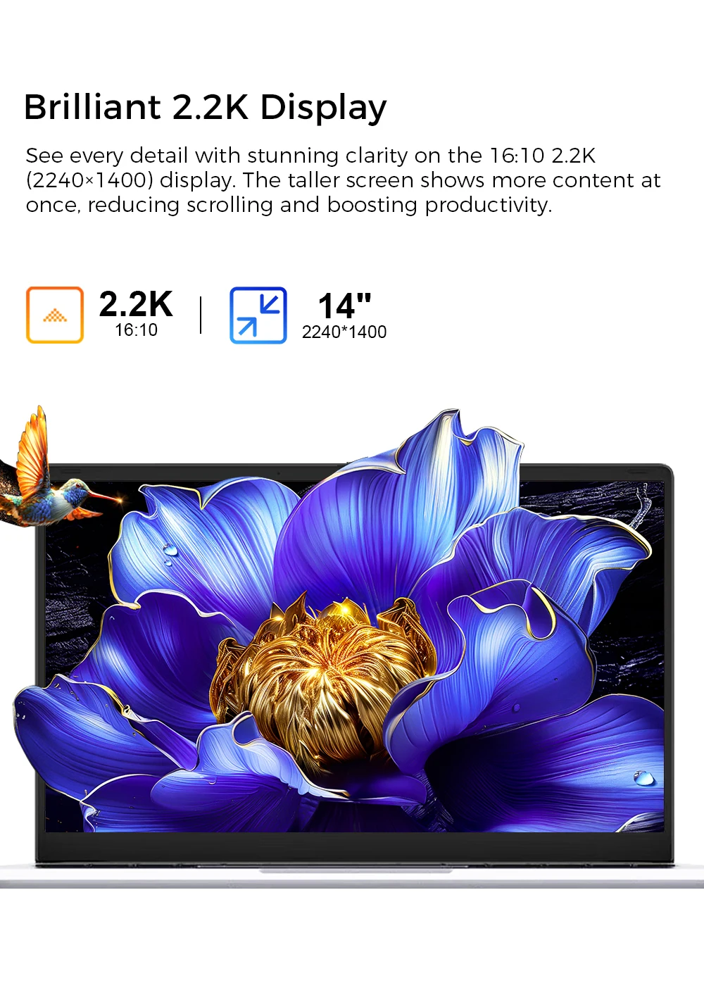 Ninkear S14 Laptop 14' 2.2K IPS AMD Ryzen 5 6600H 6-Core 4.55GHz 16GB LPDDR5X 1TB PCIe SSD WiFi 6 BT5.3 PD65W Fast Charge 1kg Ultra Light Type-C Windows 11,180° Hinge Fingerprint The Perfect Gift Travel Office Computer